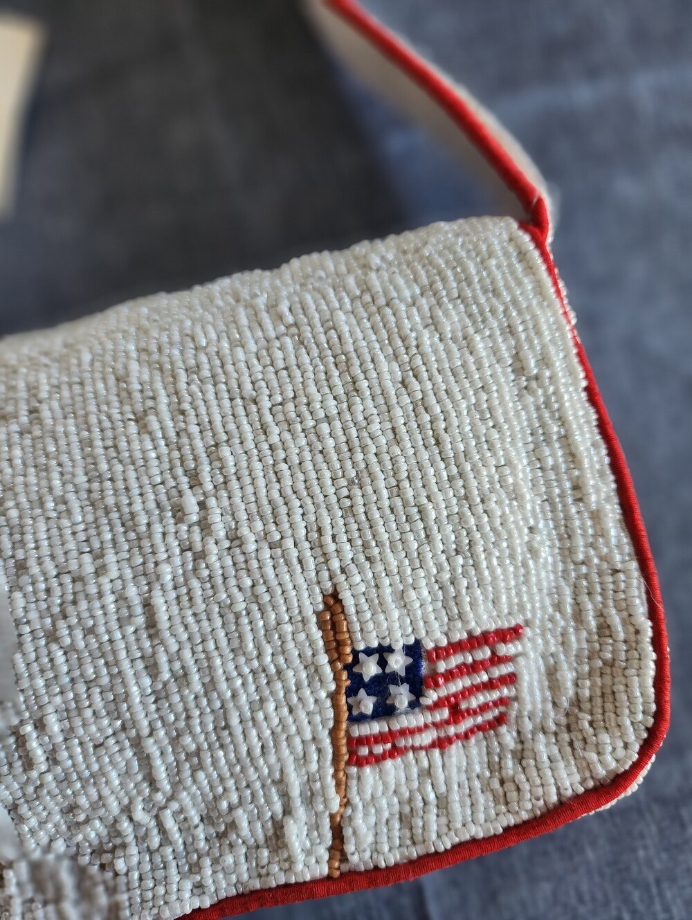 Beaded Red Truck Bag with Patriotic Floral Design Summer Viral Tik Tok NWT - Picture 8 of 14